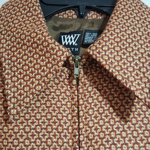 Worth Zipper Front Blazer  8 Wool  Brown Rust - Picture 2 of 8